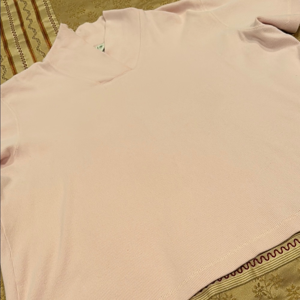 NWOT Orvis Soft Pink V-Neck Sweater, short sleeve, cotton blend, XL